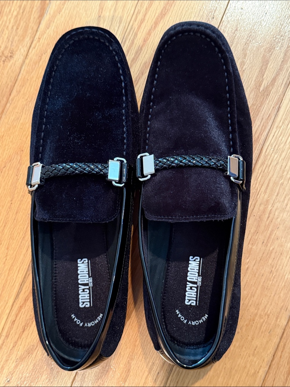 Stacy Adams Black Suede Braided Bit Loafers